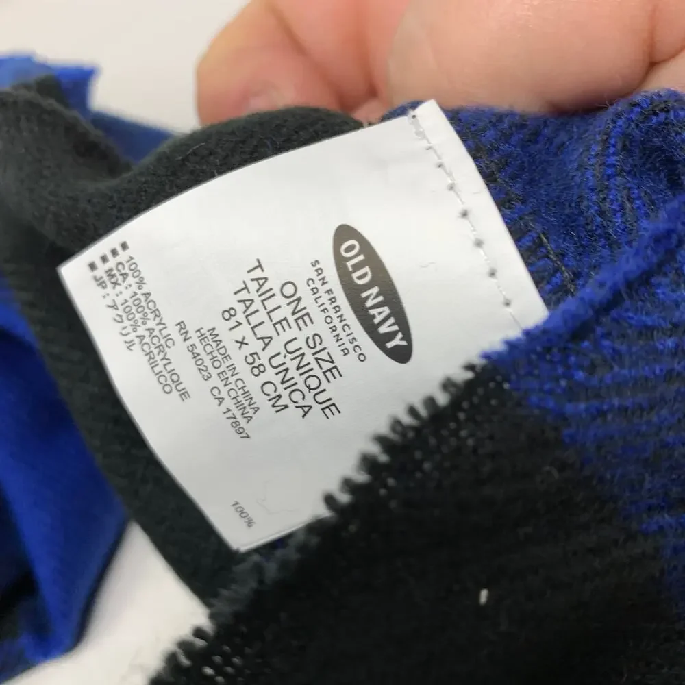Old Navy Infinity Scarf Flannel Blue Black Plaid One Size